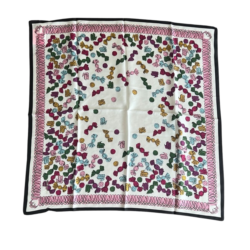 Kate Spade New York 100% Silk Scarf Festive Candy Print Spring Bandana NWT